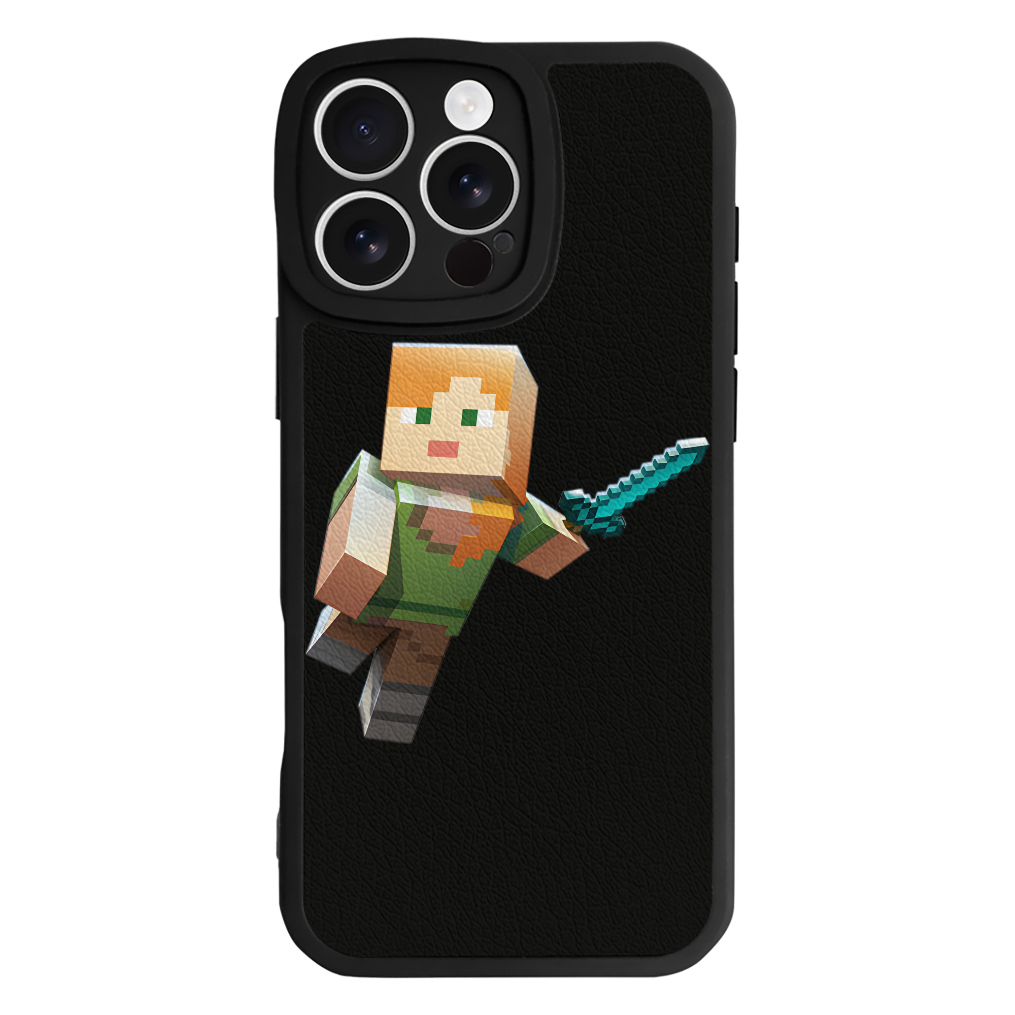 （画像用） マインクラフト ブロックの世界 Minecraft MC Block world 【iPhone 16シリーズ対応】シリコンスマホケース（レザー調） 材質：シリコン